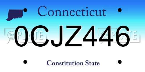 0CJZ446 Connecticut License Plate