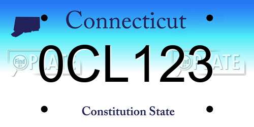 0CL123 Connecticut License Plate