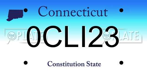 0CLI23 Connecticut License Plate