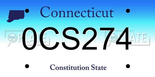 0CS274 Connecticut License Plate