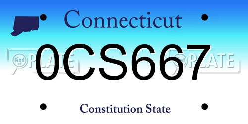 0CS667 Connecticut License Plate