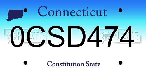 0CSD474 Connecticut License Plate