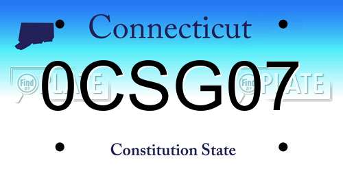0CSG07 Connecticut License Plate