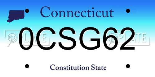 0CSG62 Connecticut License Plate