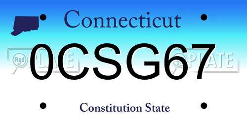 0CSG67 Connecticut License Plate