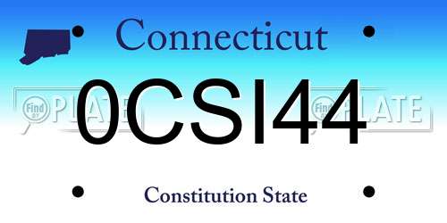 0CSI44 Connecticut License Plate