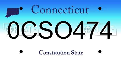 0CSO474 Connecticut License Plate