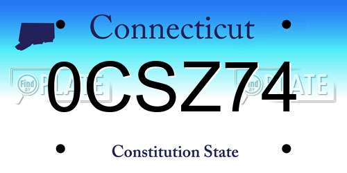 0CSZ74 Connecticut License Plate