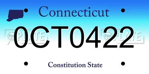 0CT0422 Connecticut License Plate