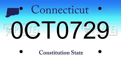 0CT0729 Connecticut License Plate