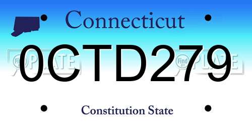 0CTD279 Connecticut License Plate
