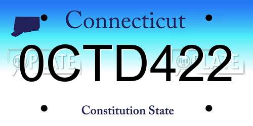 0CTD422 Connecticut License Plate