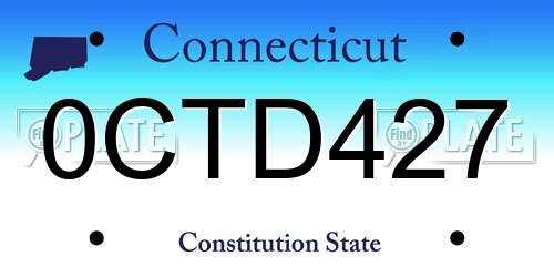 0CTD427 Connecticut License Plate
