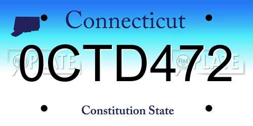 0CTD472 Connecticut License Plate