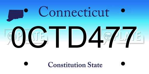 0CTD477 Connecticut License Plate