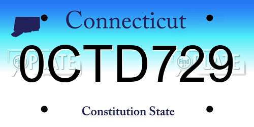 0CTD729 Connecticut License Plate