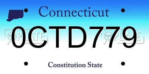 0CTD779 Connecticut License Plate