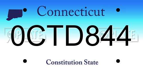 0CTD844 Connecticut License Plate