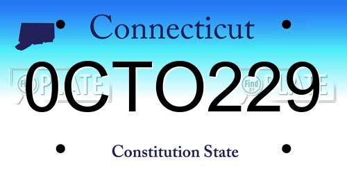 0CTO229 Connecticut License Plate