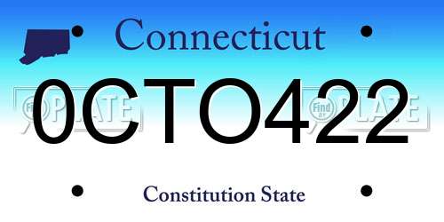 0CTO422 Connecticut License Plate