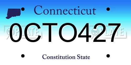 0CTO427 Connecticut License Plate