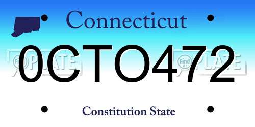 0CTO472 Connecticut License Plate