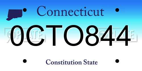 0CTO844 Connecticut License Plate