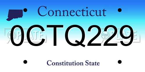 0CTQ229 Connecticut License Plate