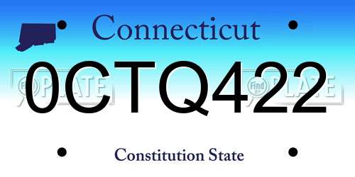 0CTQ422 Connecticut License Plate