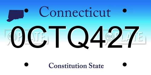 0CTQ427 Connecticut License Plate