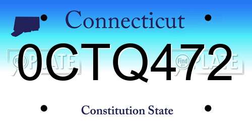 0CTQ472 Connecticut License Plate