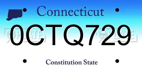 0CTQ729 Connecticut License Plate