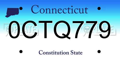 0CTQ779 Connecticut License Plate