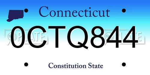0CTQ844 Connecticut License Plate