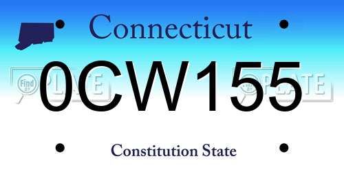 0CW155 Connecticut License Plate