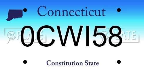 0CWI58 Connecticut License Plate