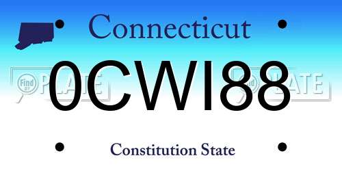 0CWI88 Connecticut License Plate
