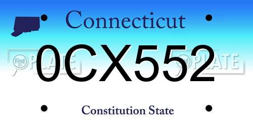0CX552 Connecticut License Plate