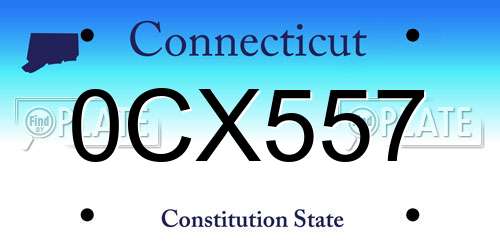 0CX557 Connecticut License Plate
