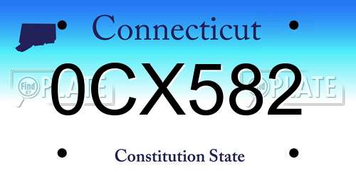 0CX582 Connecticut License Plate