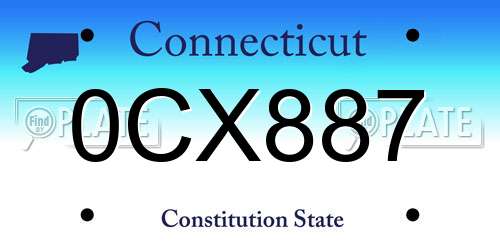 0CX887 Connecticut License Plate