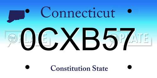 0CXB57 Connecticut License Plate