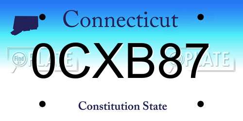 0CXB87 Connecticut License Plate