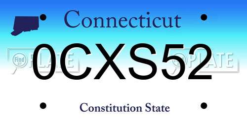0CXS52 Connecticut License Plate