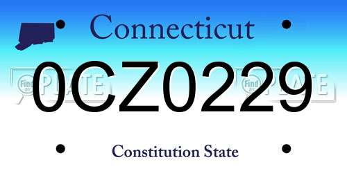 0CZ0229 Connecticut License Plate