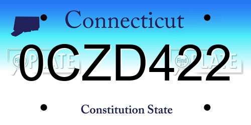 0CZD422 Connecticut License Plate