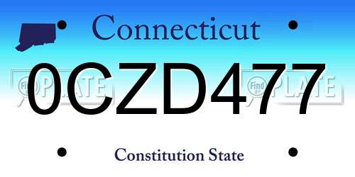 0CZD477 Connecticut License Plate