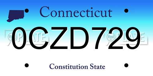 0CZD729 Connecticut License Plate