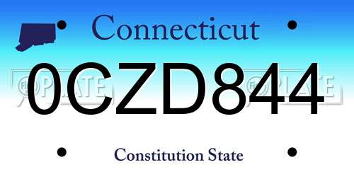 0CZD844 Connecticut License Plate