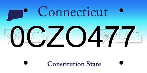 0CZO477 Connecticut License Plate